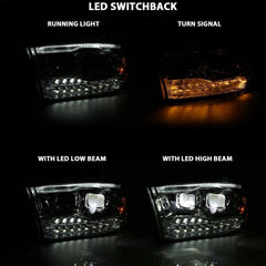 ANZO - ANZO 2009-2018 Dodge Ram 1500 Led Projector Plank Style Switchback H.L Halo Chrome Amber (OE Style) - Demon Performance