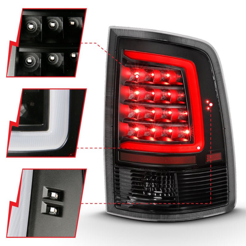 ANZO - ANZO 2009-2018 Dodge Ram 1500 LED Taillight Plank Style Black w/Clear Lens - Demon Performance