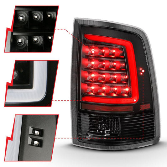 ANZO - ANZO 2009-2018 Dodge Ram 1500 LED Taillight Plank Style Black w/Clear Lens - Demon Performance
