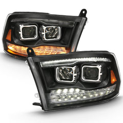 ANZO - ANZO 2009-2018 Dodge Ram 1500 Projector H.L. Switchback Black Amber - Demon Performance