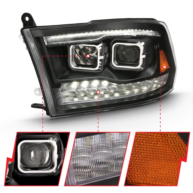 ANZO - ANZO 2009-2018 Dodge Ram 1500 Projector H.L. Switchback Black Amber - Demon Performance