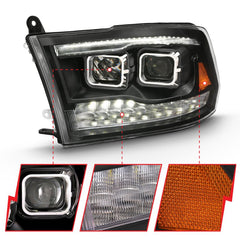 ANZO - ANZO 2009-2018 Dodge Ram 1500 Projector H.L. Switchback Black Amber - Demon Performance