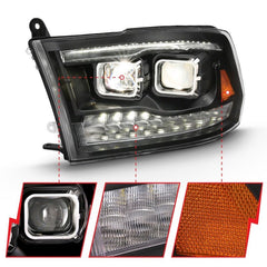 ANZO - ANZO 2009-2018 Dodge Ram 1500 Projector H.L. Switchback Chrome Amber - Demon Performance