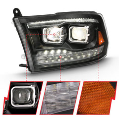 ANZO - ANZO 2009-2018 Dodge Ram 1500 Projector H.L. Switchback Chrome Amber - Demon Performance