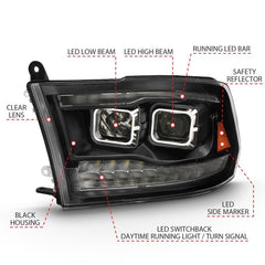 ANZO - ANZO 2009-2018 Dodge Ram 1500 Projector H.L. Switchback Chrome Amber - Demon Performance