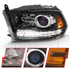ANZO - ANZO 2009-2018 Dodge Ram 1500 Projector Plank Style Switchback H.L Halo Black Amber (OE Style) - Demon Performance