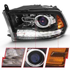 ANZO - ANZO 2009-2018 Dodge Ram 1500 Projector Plank Style Switchback H.L Halo Black Amber (OE Style) - Demon Performance