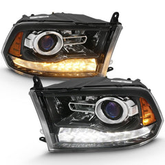 ANZO - ANZO 2009-2018 Dodge Ram 1500 Projector Plank Style Switchback H.L Halo Black Amber (OE Style) - Demon Performance