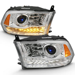 ANZO - ANZO 2009-2018 Dodge Ram 1500 Projector Plank Style Switchback H.L Halo Chrome Amber (OE Style) - Demon Performance