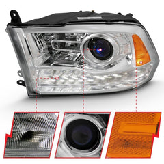 ANZO - ANZO 2009-2018 Dodge Ram 1500 Projector Plank Style Switchback H.L Halo Chrome Amber (OE Style) - Demon Performance