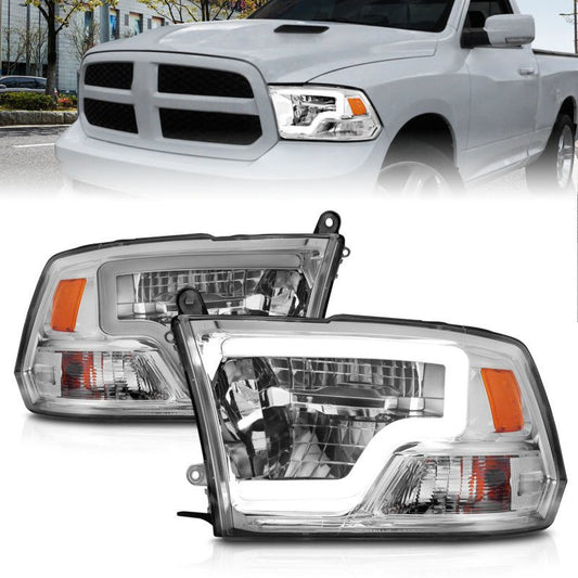 ANZO - ANZO 2009-2020 Dodge Ram 1500 Full LED Square Projector Headlights w/ Chrome Housing Chrome Amber - Demon Performance