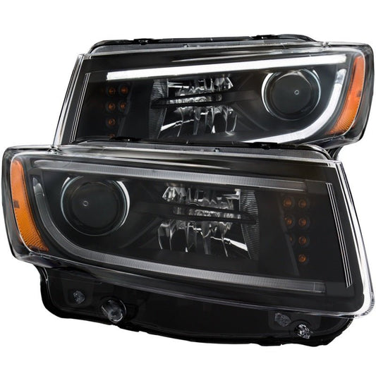 ANZO - ANZO 2014-2015 Jeep Grand Cherokee Projector Headlights w/ Plank Style Design Black - Demon Performance
