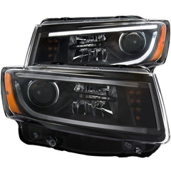 ANZO - ANZO 2014-2015 Jeep Grand Cherokee Projector Headlights w/ Plank Style Design Black - Demon Performance