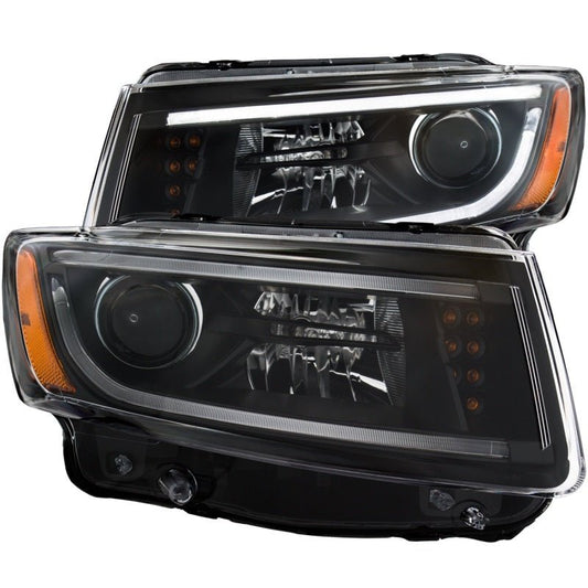 ANZO - ANZO 2014-2015 Jeep Grand Cherokee Projector Headlights w/ Plank Style Design Black - Demon Performance