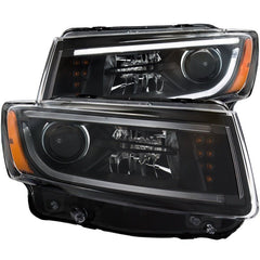 ANZO - ANZO 2014-2015 Jeep Grand Cherokee Projector Headlights w/ Plank Style Design Black - Demon Performance
