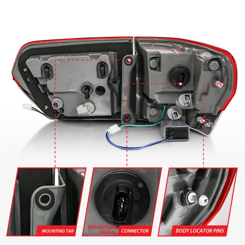 ANZO - ANZO 2014-2016 Jeep Grand Cherokee LED Taillights Red/Clear - Demon Performance