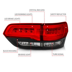 ANZO - ANZO 2014-2016 Jeep Grand Cherokee LED Taillights Red/Clear - Demon Performance
