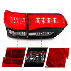 ANZO - ANZO 2014-2016 Jeep Grand Cherokee LED Taillights Red/Clear - Demon Performance