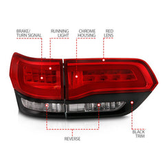 ANZO - ANZO 2014-2016 Jeep Grand Cherokee LED Taillights Red/Clear - Demon Performance