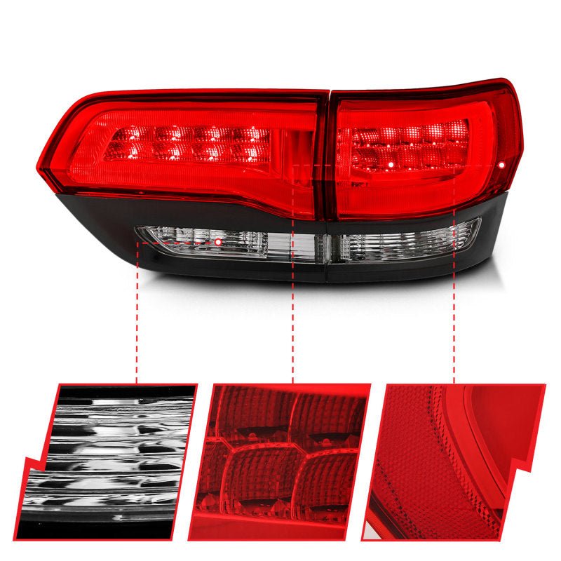 ANZO - ANZO 2014-2016 Jeep Grand Cherokee LED Taillights Red/Clear - Demon Performance