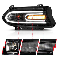 ANZO - ANZO 2015-2018 Dodge Charger Projector Headlights Plank Style Black - Demon Performance