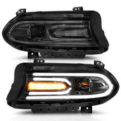 ANZO - ANZO 2015-2018 Dodge Charger Projector Headlights Plank Style Black - Demon Performance