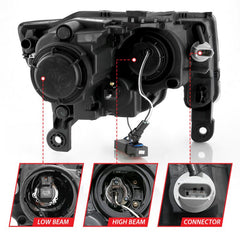ANZO - ANZO 2017-2018 Jeep Grand Cherokee Projector Headlights w/ Plank Style Switchback - Black w/ Amber - Demon Performance