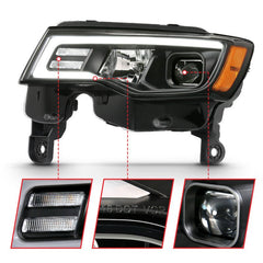 ANZO - ANZO 2017-2018 Jeep Grand Cherokee Projector Headlights w/ Plank Style Switchback - Black w/ Amber - Demon Performance