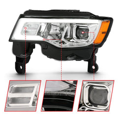 ANZO - ANZO 2017-2018 Jeep Grand Cherokee Projector Headlights w/ Plank Style Switchback - Chrome w/ Amber - Demon Performance