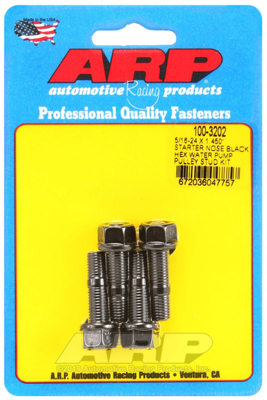 ARP - ARP 5/16-24 X 1.450 Starter Nose Black Hex Water Pump Pulley Stud Kit - Demon Performance