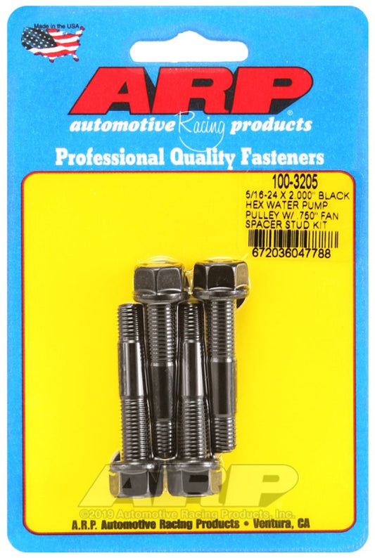 ARP - ARP 5/16-24 X 2.000 Black Hex Water Pump Pulley w/ .750in Fan Spacer Stud Kit - Demon Performance