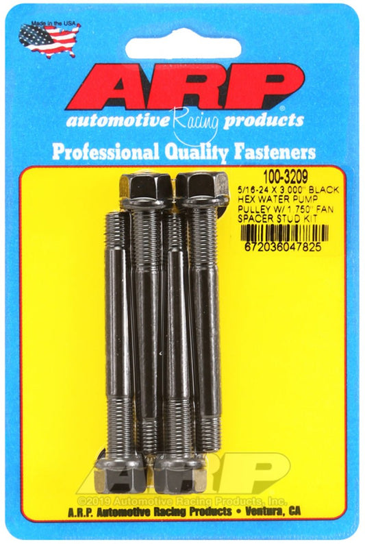 ARP - ARP 5/16-24 X 3.000 Black Hex Water Pump Pulley w/ 1.750in Fan Spacer Stud Kit - Demon Performance