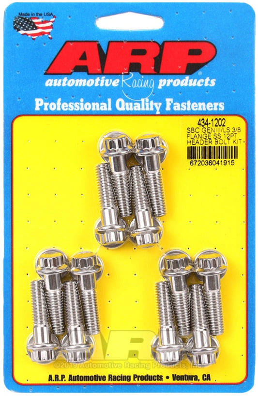ARP - ARP Chevy SBC/GenIII LS 3/8in Flange SS 12pt Header Bolt Kit - Demon Performance
