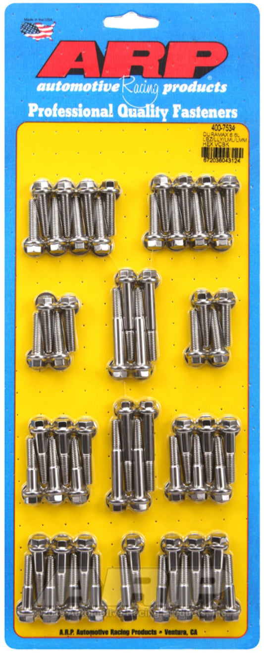 ARP - ARP Duramax 6.6L LBZ/LLY/LML/LMM Hex Valve Cover Bolt Kit - Polished Stainless Steel - Demon Performance