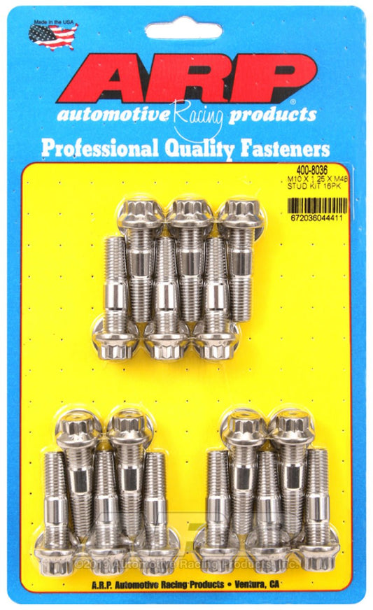 ARP - ARP M10 x 1.25 x 48 Stainless Steel 12pt Broached Stud Kit (16/pkg) - Demon Performance