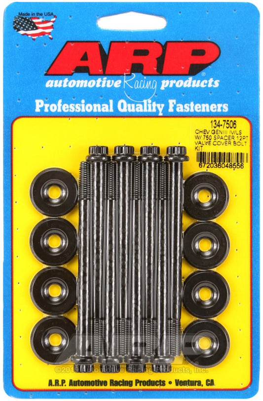 ARP - ARP Small Block Chevy GENIII/IV LS Series .750 Spacer 12pt Valve Cover Bolt Kit - Black - Demon Performance