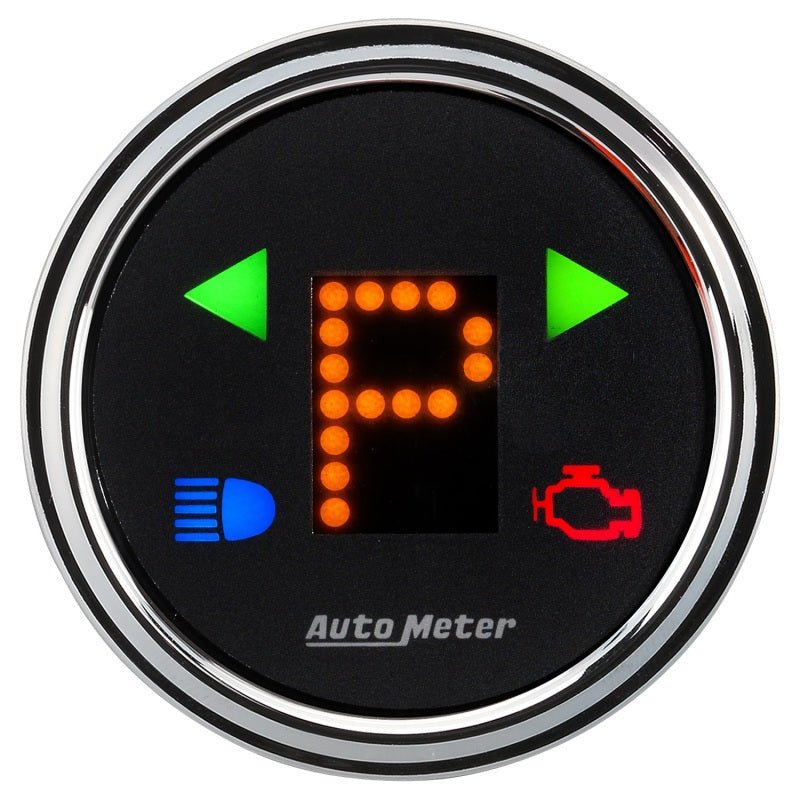 AutoMeter - Autometer Designer 2-1/16in Chrome Domed Lens Black Dial PRNDL Gauge - Demon Performance