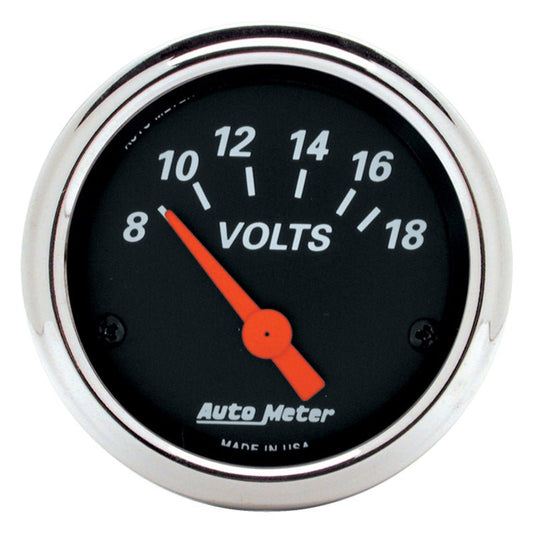 AutoMeter - Autometer Designer Black 2 1/16in 18 Volt Electronic Voltage Gauge - Demon Performance