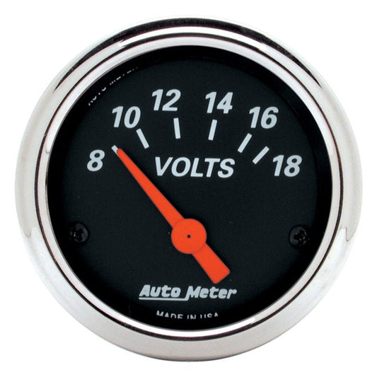 AutoMeter - Autometer Designer Black 2 1/16in 18 Volt Electronic Voltage Gauge - Demon Performance