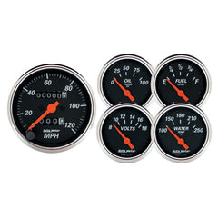 AutoMeter - Autometer Designer Black 5pc 100-250deg Temp / 8-18V Volt / 120mph Speed / 100psi Oil / E-F Fuel - Demon Performance