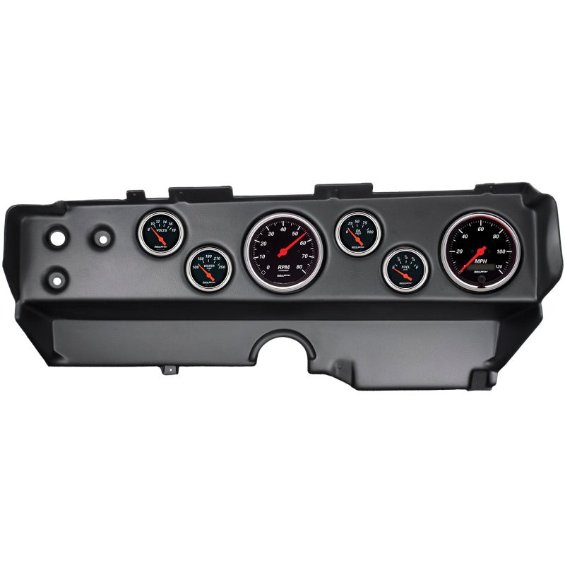 AutoMeter - Autometer Designer Black 70-74 E-Body/Cuda/Challenger Dash Kit 6pc Tach/ MPH/ Fuel/ Oil/ WTMP/ Volt - Demon Performance