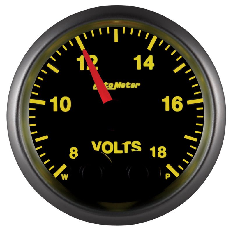 AutoMeter - Autometer Elite 52.4mm Peak & Warn w/ Electronic Control 8-18 Volt Voltmeter - Demon Performance