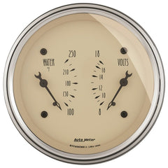 AutoMeter - AutoMeter Gauge Dual Wtmp & Volt 3-3/8in. 250 Deg. F & 18V Elec Antq Beige - Demon Performance