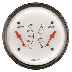 AutoMeter - AutoMeter Gauge Dual Wtmp & Volt 3-3/8in. 250 Deg. F & 18V Elec Arctic White - Demon Performance
