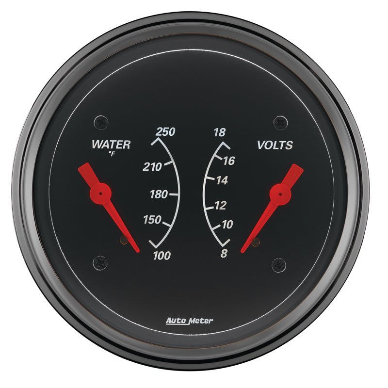 AutoMeter - AutoMeter Gauge Dual Wtmp & Volt 3-3/8in. 250 Deg. F & 18V Elec Designer Black - Demon Performance
