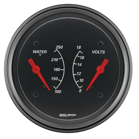 AutoMeter - AutoMeter Gauge Dual Wtmp & Volt 3-3/8in. 250 Deg. F & 18V Elec Designer Black - Demon Performance