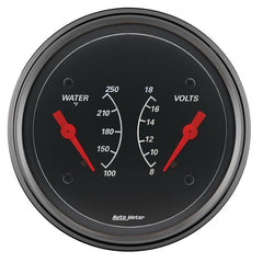 AutoMeter - AutoMeter Gauge Dual Wtmp & Volt 3-3/8in. 250 Deg. F & 18V Elec Designer Black - Demon Performance