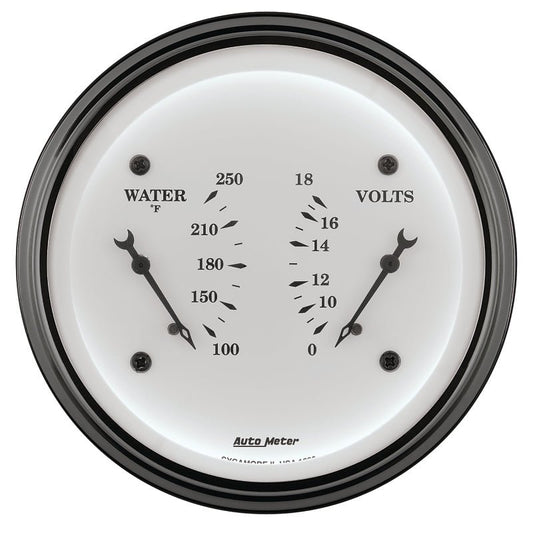 AutoMeter - AutoMeter Gauge Dual Wtmp & Volt 3-3/8in. 250 Deg. F & 18V Elec Old Tyme White - Demon Performance