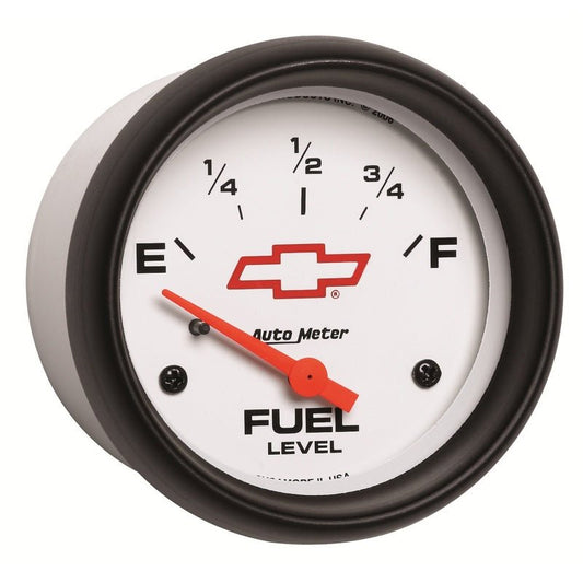 AutoMeter - AutoMeter Gauge Fuel Level 2-5/8in. 0 Ohm(e) to 90 Ohm(f) Elec Chevy Red Bowtie White - Demon Performance