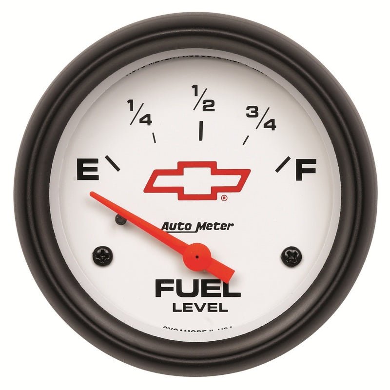 AutoMeter - AutoMeter Gauge Fuel Level 2-5/8in. 0 Ohm(e) to 90 Ohm(f) Elec Chevy Red Bowtie White - Demon Performance